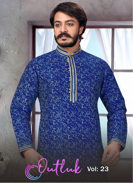 Outluk Vol 23 Stylish Latest Fancy Designer Party And Function Wear Traditional Jacquard Silk Printed Kurta Churidar Pajama Redymade Collection